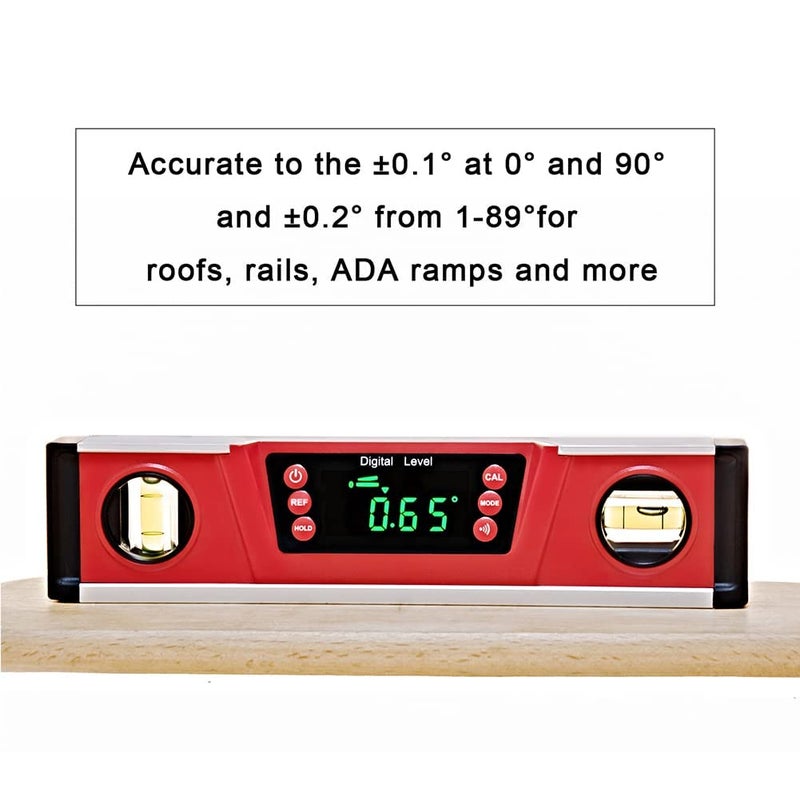 2PM TOOLS 10-Inch Digital Torpedo Level and Protractor | Neodymium Magnets | Bright LED Display | V-GROOVE MAGNETIC BASE | IP54 Dust/Water Resistant smart level with Carrying Bag - Image 5